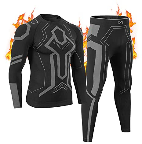 MeetHoo Biancheria Intima Termica Uomo Set, Maglie Termiche e Pantaloni Termici Traspirante Intimo Termico per Allenamento Corsa Sci