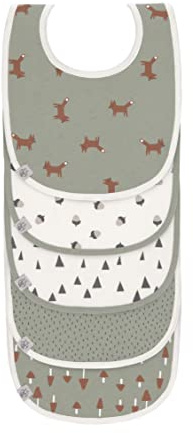 LÄSSIG Baby Kleinkind Lätzchen Set (5 St.) Klettverschluss Baumwolle wasserdicht/Value Pack Bib Little Forest Fox