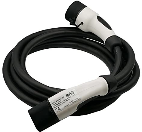 D&W The Motion Corporation Cable de Carga DuW Tipo 2, 11 kW, 3 Fases, 16 A, 5 Metros, Cable de Carga para vehículos eléctricos e híbridos plugin, EV PHEV