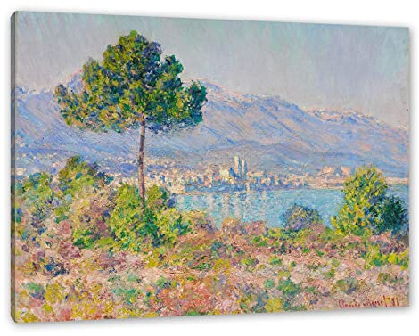 Pixxprint Claude Monet - Antibes vue du plateau Notre Dame, Größe: 80x60cm, Leinwandbild, fertig gespannt, Wandbild, Dekoration, Kunstdruck, kein Poster