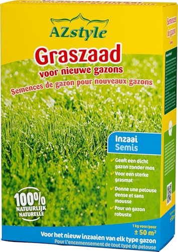 ECOStyle Graines d'herbe pour nouvelles surfaces de gazon, pelouse dense sans mousse, gazon fort, graines de gazon à germination rapide, gazons décoratifs et jeux 50 m², 1 kg