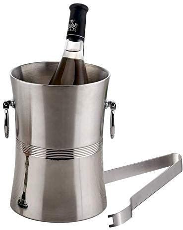 LARIAU Eiskübel, Isolierter Eiskübel Doppelwand Edelstahleiseimer, tragbarer Eisweinbehälter Party Champagner -Eimer -Kühler inklusive Zange (Größe: 2,6l)