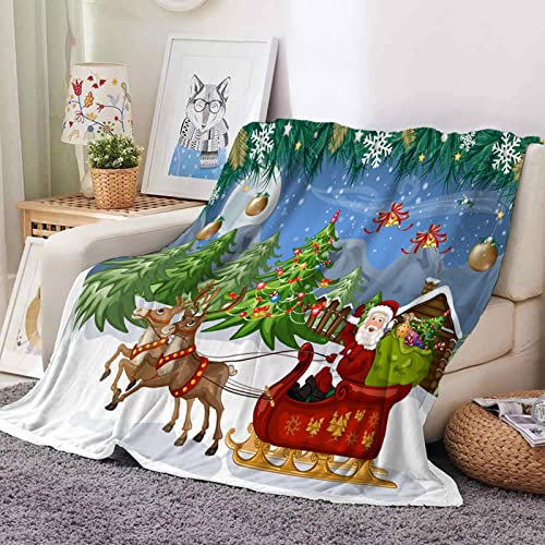 Boceoey Kuscheldecke 200x200 cm Weihnachtsmann Flauschige Wohndecke als Sofa überwurfdecke Tagesdecke, Decken für Sofa Couch Bett, Weiche Warme Fleecedecke für Camping Outdoor