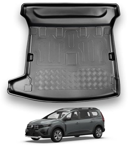NOMAD Dacia Jogger (2022+) Boot Liner Tailored Fit Car Floor Mat Protector Non Slip Waterproof Raised Edges Compatible Custom Fit Accessory Black Dog & Pet Friendly Easy Install All-Weather