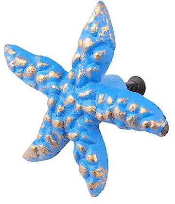 DOITOOL 1pc Sea Star Shape Drawer Pull Retro Ocean Theme Single Hole Cabinet Handle for Cupboard Wardrobe and Boy Girl's Room Material Easy to Install Design