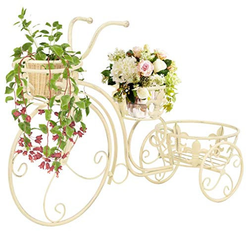 CIADAZ Blumentreppe Fahrradform Vintage-Stil Metall, Pflanzentreppe, Kräuterregal, Blumenständer, Kräutercontainer, Blumenstand, Kräutertreppe, Blumenwagen