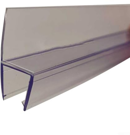 Junta para puerta de mampara de ducha de baño para vidrio de 6 a 15 mm, longitud de 50 cm, tira de sellado de goma recta de plástico, paquete de 2 (10 mm)