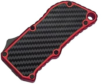 OTF Box Cutter Automatic Utility Knife Dual Action Out the Front(Carbon Fiber Red)
