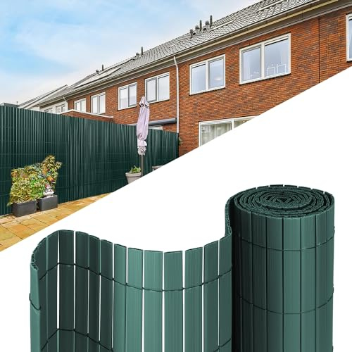 Tubiaz PVC Sichtschutzmatte 160×300cm, Sichtschutz im Garten mit W-förmiger Interner Verstärkung, Sichtschutzzaun Wetterfester für Balkon, Garten und Terrasse, mit Kabelbinder (Grün)