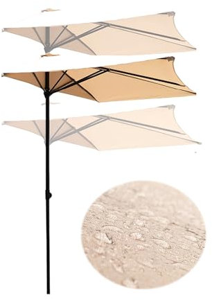 Ombrellone da Giardino Rettangolare con Altezza Regolabile, Ombrellone da Parete con 5 Costole, Ombrellone per Balcone, Giardino, Terrazza, Caffè, 250×130cm