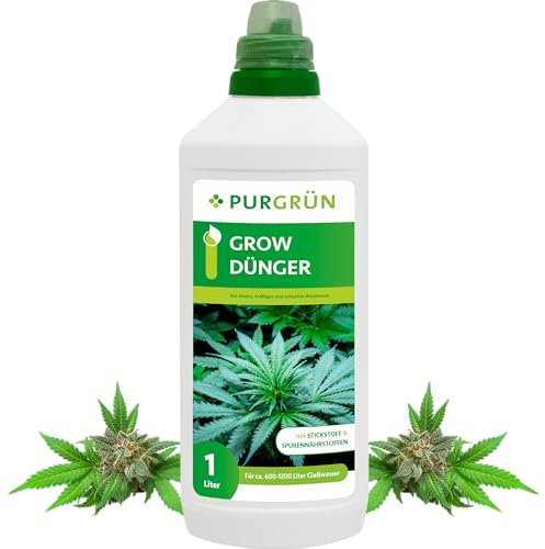 Purgrün® Grow-Dünger 1 Liter – Schnell wirksame mineralische Rezeptur – Flüssigdünger für Indoor & Outdoor – NPK 7+3+6 – Wachstumsdünger in Premium-Qualität – Für Autoflower, Sativa & Indica