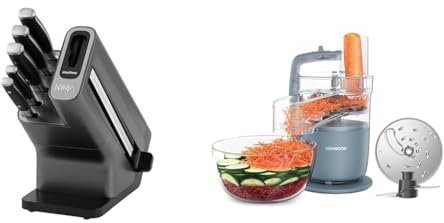 Ninja Foodi StaySharp Knife Block with Integrated Sharpener, 5-Piece Knife Set Includes Chef Knife & Kenwood, MultiPro Go FDP22.130GY, Food Processor, for Chopping, Slicing, Grating, Pureeing
