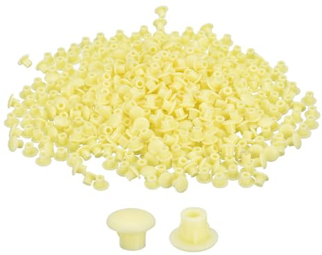 sourcing map 800Pcs Screw Hole Plugs, 5mm(3/16) Dia Plastic Round Button Plugs Snap in Locking Hole Covers Flush Type Caps for Furniture Cabinet, Cream Color