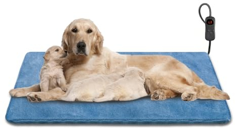 Yicostar Wärmekissen für Hunde, 88,9 x 61 cm, einstellbare Temperatur für Hunde und Katzen, wasserdicht, Timer und bissfestes Kabel