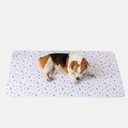 FANSU 2 Stück Welpen Unterlagen, Wiederverwendbare PIPI Matten für Hunde, Inkontinenzunterlage Waschbar, Welpenunterlage für Welpen, Alte, oder Inkontinente Hunde (70X100cm,Knochen)