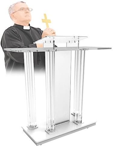 Tragbares Präsentations-Rednerpult aus Acryl mit Rollen für Kirchen, Schulen und Konferenzen, 116,1 cm Höhe, vertikales Podium für Hochzeiten