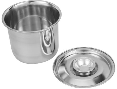 Ciieeo Stainless Steel Ice Cream Container Lid 10cm Reusable Freezer Storage Tub for Homemade Dessert Preservation and Refrigerator Use