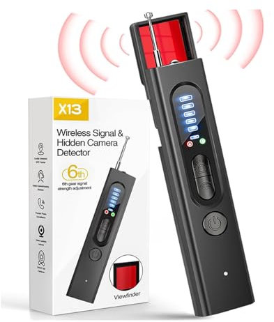 Hidden Camera Detector, Portable Spy Camera Detector for Anti Spy, Spy Camera Detector with 6 Levels Sensitivity 4 Modes, GPS Tracker Detector for Hotel, Bathroom, Office, Travel, 24H Working Time