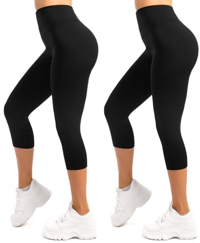 SINOPHANT 3/4 Leggings Donna Vita Alta Elasticizzati Opachi Taglie Grandi Leggings 2 Pack
