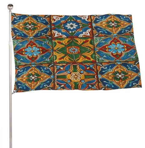 Mexikanische Keramikfliese Flagge Garten Flagge Garten Flaggen für Außen Garten Flaggen Willkommen Garten Flagge Saisonale Garten Flaggen Haus Flagge Outdoor Flagge Willkommen Flagge Verwischen