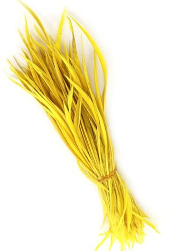 GreatRise 50 Stück Dünn Gänsefedern, 15-20cm Gans Federn Streifen Bastelfeder Dekofedern Schmuckfedern Vogelfedern für DIY Handwerk Traumfänger Hochzeit Geburtstag Deko Indianer Kopfschmuck Gelb