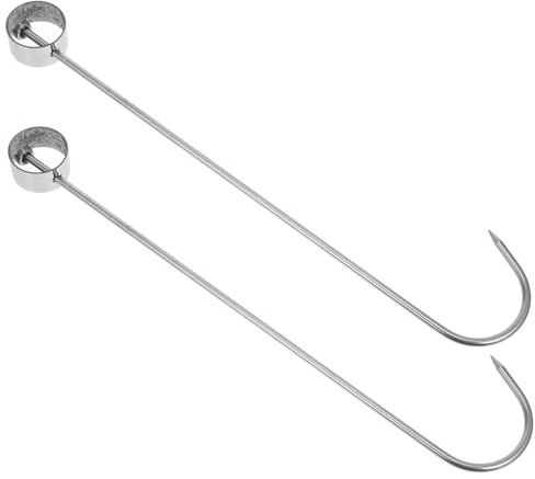 Cabilock Crochets à Viande en Acier Inoxydable 2pcs pour Barbecue Cuisine, Outil Multifonctionnel Solide Design Classique pour Suspendre Canard, Poulet et Bacon