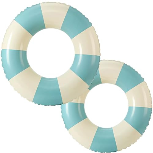 2 pcs Schwimmring, Luftmatratze Schwimmreifen Aufblasbar, Pool Aufblasbare Schwimmreifen für Kinder und Jugendliche Sommer-Schwimmen Party (Himmelblau)