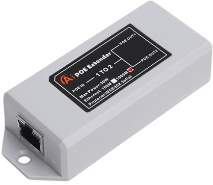 1 in 2 Out Gigabit POE Extender, 2 Port Ethernet Repeater, 1000Mbps Long Distance Transfer, Plug and Play, Wall Mount POE Splitter Adapter For Home, Hotel, Cameras, IP Phone