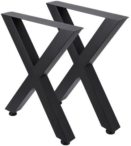 OPULENTHOME Tischbeine Metall 2er Set - X-Form Hohlkern - Tragkraft 440 Lbs (200 Kg) - 71 cm HöHe - Schwarz Rostschutz Mit Pulverbeschichtung für DIY Couchtisch, Esstisch, BüRo