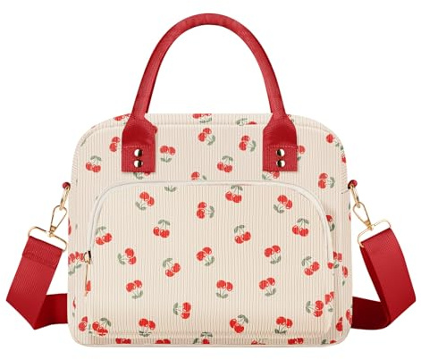 TXBOBECO Lunch Bag for Women & Kids, 11.5L Large Insulated Lunch Box Bag, Adults Girls Packed Lunch Box Tote Bags with Shoulder Strap, Soft Cooler Picnic Bags for Work School Picnics (Cherry)