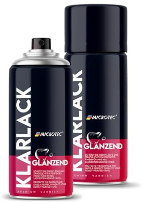 MICROTEC Sprühlack | 400ml | hochwertiges Acryllackspray | matt oder glänzend | Sprühfarben für Metall, Holz, Kunststoff u.v.m. | große Farbauswahl (Klarlack glänzend - Premium Schutzlack)