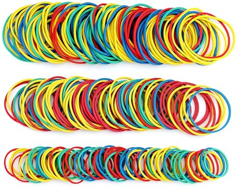 630 stycken färgglada gummiband, 25/38/43 mm diameter, flerfärgade elastiska band, hushållsgummi, för hantverk, pennor, sugrör, böcker