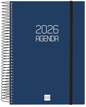 Finocam - Agenda Spirale 2026 1 Jour par Page | Janvier - Décembre 12 mois | Agenda annuel 2026 avec élastique | Couverture en polypropylène Spirale Mat - Bleu - Italien, Quotidien