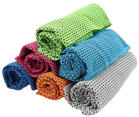 GodtKowty 6pc Gym Towels - Cooling, Ultra-Absorbent Microfiber Travel Towels for Neck, Yoga, Running, Hiking, Sports, Camping, and Outdoor Activities - Lightweight and Quick-Drying