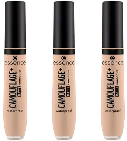 essence CAMOUFLAGE+ MATTE concealer, Nr. 50, Braun, langanhaltend, mattierend, abdeckend, matt, vegan, ölfrei, ohne Parabene, ohne Mikroplastikpartikel, 3er Pack (3x8ml)