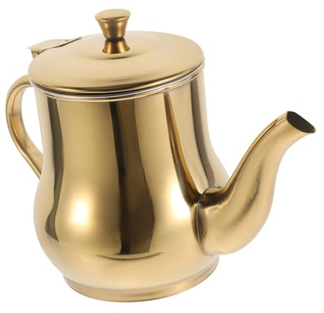 BATHVEVE Recipiente de Grasa de Acero Inoxidable con Colador Extraíble para Aceite y Condimentos Contenedor Práctico para Cocina y Restaurante Color Dorado