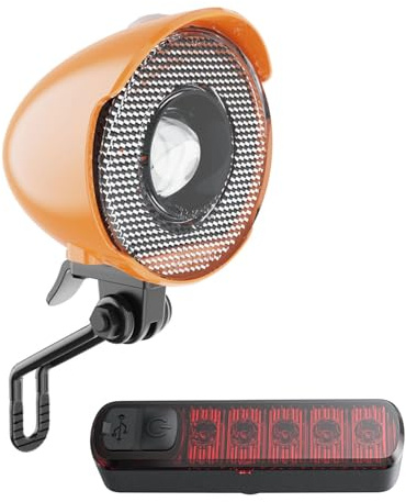New 350Lumen High Brightness Headlights Front/Rear Bicycle Light Assembly (1 Headlight, 1 Taillight) Retro Bicycle Headlights Classic Retro Orange Night Cycling Safety Bicycle