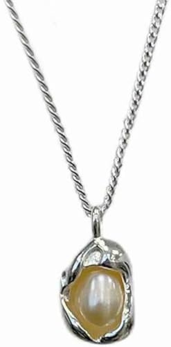 LYGBAOFUL Collana Corea Coreana Coreana Piccolo Libro Rosso Argento Sterling 925 Collana di Perle d'Acqua Dolce Collana di Piselli Irregolari con Catena a clavicola