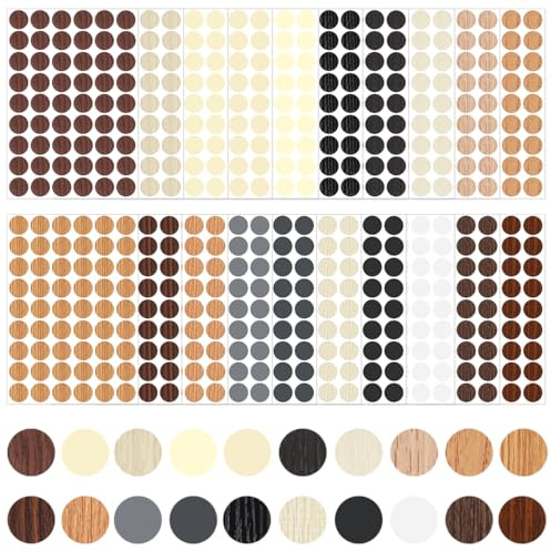1080 Piezas Pegatinas Tapa Tornillos 21 mm, 20 Colores PVC Tapar Agujeros | Mueble Pegatinas Autoadhesivas Aptos para Diversos Tipos de Muebles Cubrir Agujeros de Tornillos, Marcas de Clavos y Arañazos
