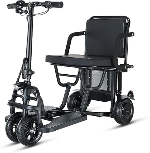 Freejoyer Elektromobil Klappbar für Senioren, 4-Rad Seniorenmobil 15KM/H | 4 Räder Mobility Scooter mit Doppel-Vorderrädern 20 Km Unterstützt 120KG für Unterwegs(Schwarz)