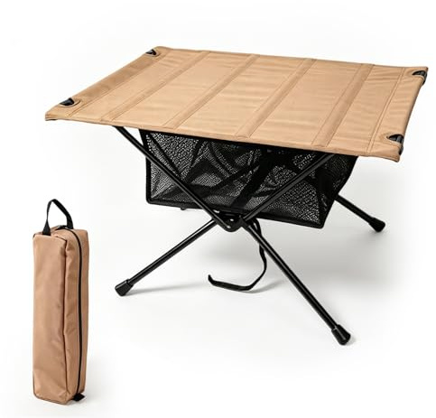 Peelanmall Fällbart campingbord, bärbart campingbord med bärväska och nätpåse (60 cm L x 40 cm B), litet fällbord för utomhusaktiviteter, fiske, camping etc (svart)
