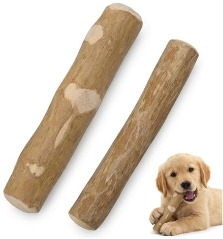WuiCtvz Hundespielzeug, Welpenspielzeug,Hundespielzeug für Welpen, 2 Kaffee-Stangen für Hunde Natürliche Beißringe, Beißringe aus Holz schützen die Zähne und können Lange bespielt Werden