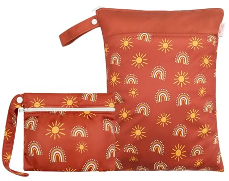 AHEJIOO Wetbag Kindergarten Set, Wetbag Groß & Kleine, Windeltasche Wasserdicht für Mädchen Jungen, Bikini Bag Schwimmsachen Kita - Nassbeutel Für Nasse Badesachen & Wechselkleidung