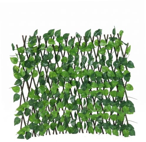 AwnsIMfreien Recinzione per la Privacy espandibile, Schermo per Recinzione per la Privacy in edera Finta da 16-71 Pollici con vegetazione realistica per Balcone, Decorazione del Patio - Verde, Edera