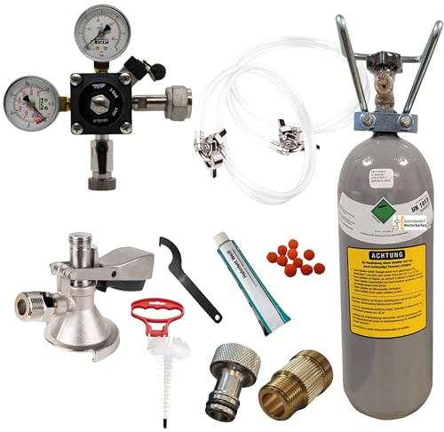 GASTROBEDARF WESTERBARKEY GDW Zubehörset für Zapfanlagen groß 2kg Co2 Flachkeg A Druckminderer, Schläuche & Reinigungsset