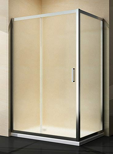 Yellowshop - Box cabina doccia porta anta scorrevole fisso cristallo 6 mm - 100 110 120 70 80 (cm 100 x 80, Cristallo 6mm Puntinato Opaco)