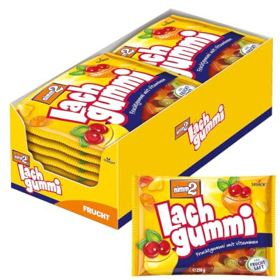 nimm2 Lachgummi, Fruchtgummis - 15 x 250 g | Fruchtgummi in 6 Sorten mit Fruchtsaft & Vitaminen, Süßigkeit zum Naschen & Teilen für die ganze Familie