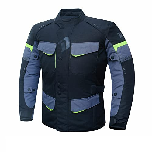 DEGEND TRAVEL Neonfarbe | Motorradjacke Herren mit Protektoren - Atmungsaktive Protektorenjacke Wasserdicht und Windfest - Motorrad Zubehör - Motorrad Jacke Herren Schwarz/Neonfarbe