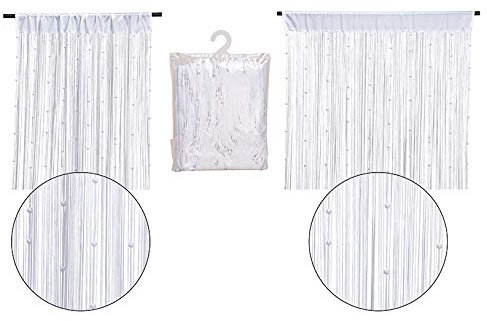 Wurm - Fadenvorhang mit Perlen, aus Textil Weiß (B/H) 90x210cm