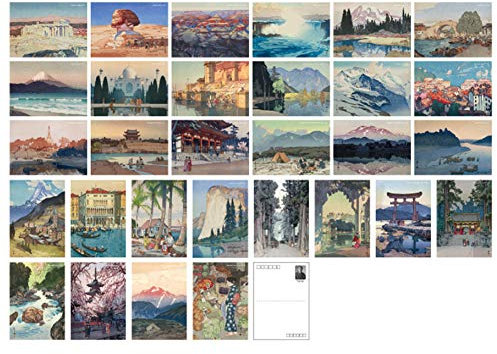 HOSTEESSCHOICE Schöne Kunst Postkarten Set mit 30 japanischen Künstlern Hiroshi Yoshida Postkarten Vielfalt Pack Berühmte Malerei Landschaft, 10,2 x 15,2 cm